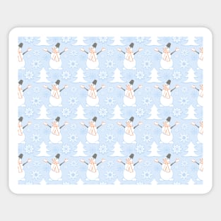 Winter pattern with snowman and snowflakes Sticker